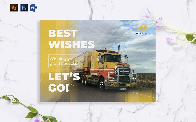 Creative Trucking Logistics Greeting Card Corporate identity template Corporate Identity