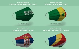 Mask with Saudi Arabia Senegal Serbia Seychelles Nation Flag Product Mockup