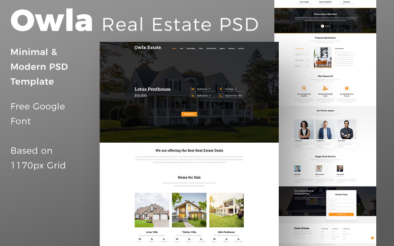 Owla Estate - Real Estate PSD Template