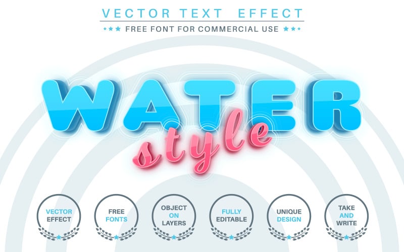 Blue Water - Editable Text Effect, Font Style FREE Illustration