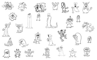Pack of 30 Monster Drawing Vectors
