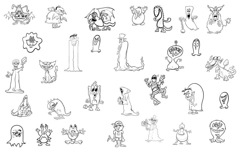 Pack of 30 Monster Drawing Vectors Vector Graphic