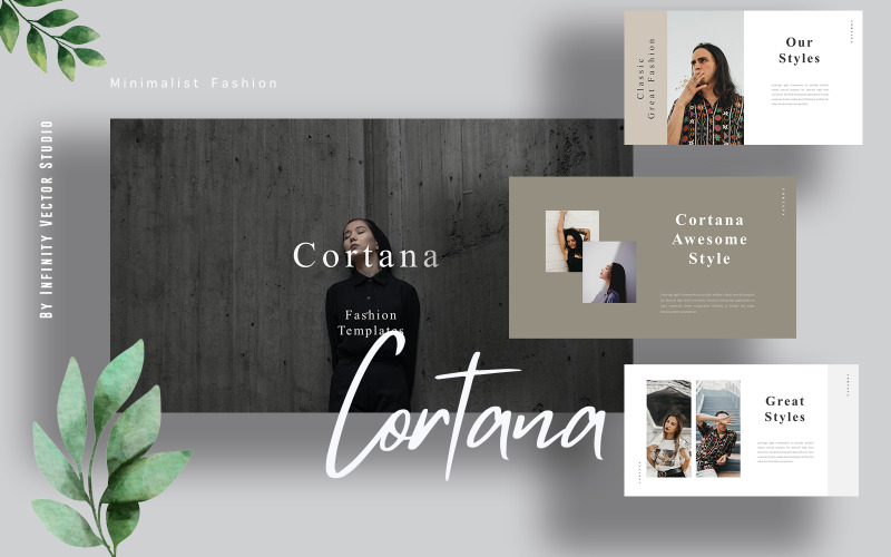 Cortana Minimal Fashion Powerpoint template PowerPoint Template