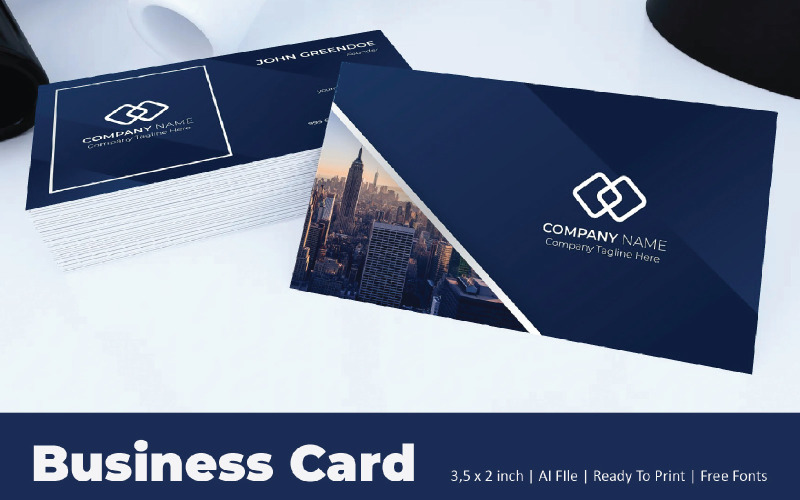 Block Blue Business Card Corporate identity template Corporate Identity