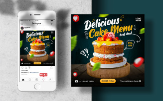 Cake Menu Instagram Post Banner. Social Media Template
