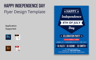 Happy Independence Day 4th July Flyer Design Corporate identity template