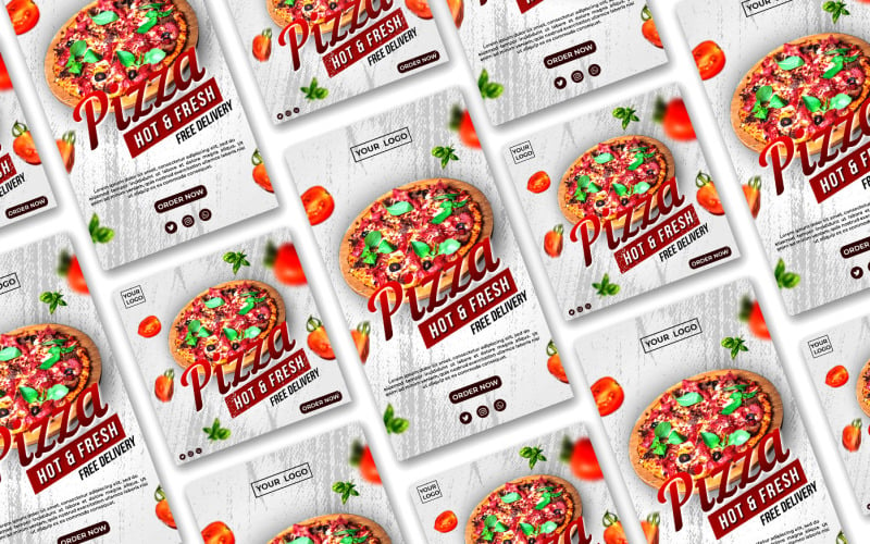 Hot Pizza Instagram Post and Story Social Media
