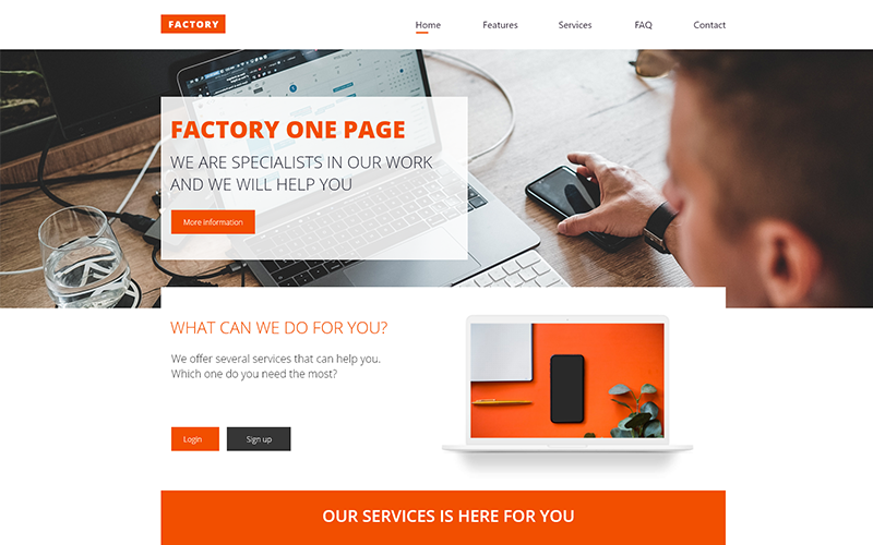 Factory –Industrial Landing Page Adobe XD PSD Template