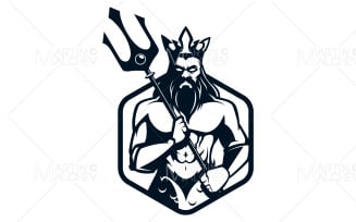 Poseidon God Logo Illustration