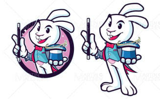Rabbit Magician Mascot Illustration