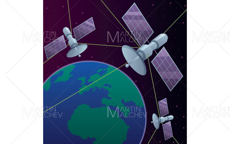 Space Satellite Network Illustration