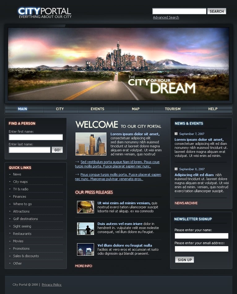 City Portal Website Template 17755