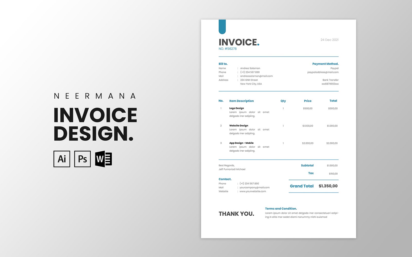 Kit Graphique #177380 Invoice Template Divers Modles Web - Logo template Preview