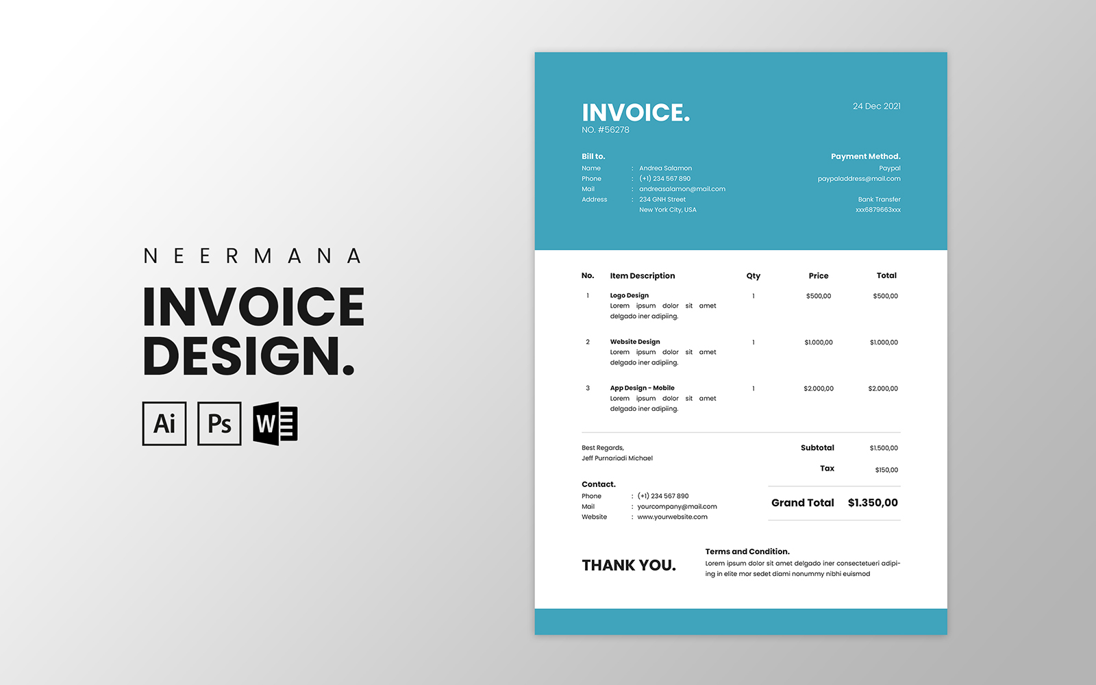 Kit Graphique #177381 Invoice Template Divers Modles Web - Logo template Preview