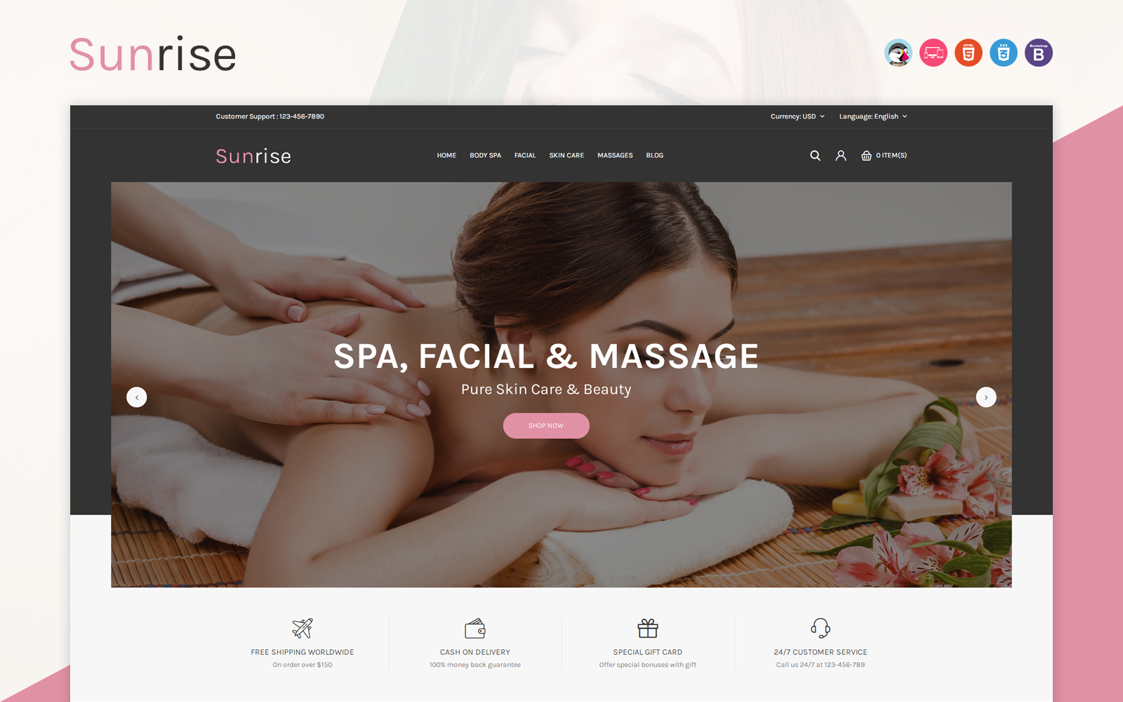 Sunrise - Responsieve Prestashop-sjabloon