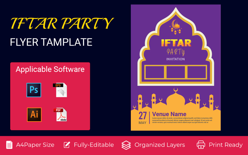 Iftar Party Celebration Ftar Banner Corporate identity template Corporate Identity