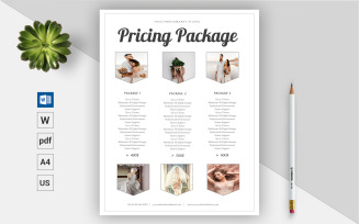 Photography Pricing Package Corporate identity template