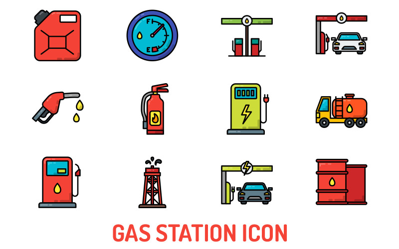 Gas Station Iconset Template Icon Set