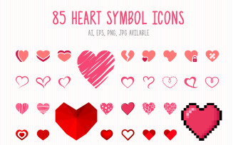 85 Heart Symbol Icons Iconset template