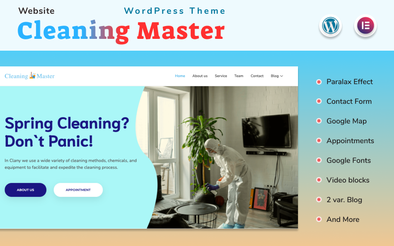 Cleaning Master - Website With Blog Elementor Wordpress Theme WordPress Theme