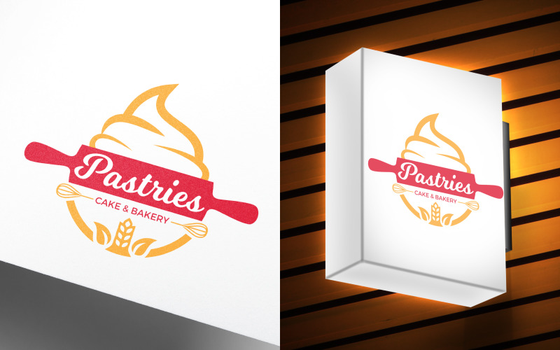 Restaurant Food Pastry Cake and Bakery Logo Design Logo Template