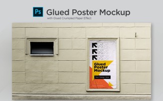 Crumpled Poster Mockup with Wall Poster Product Mockup