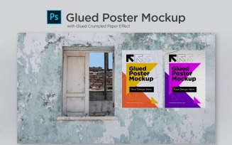 Crumpled Poster Mockup with Window Product Mockup