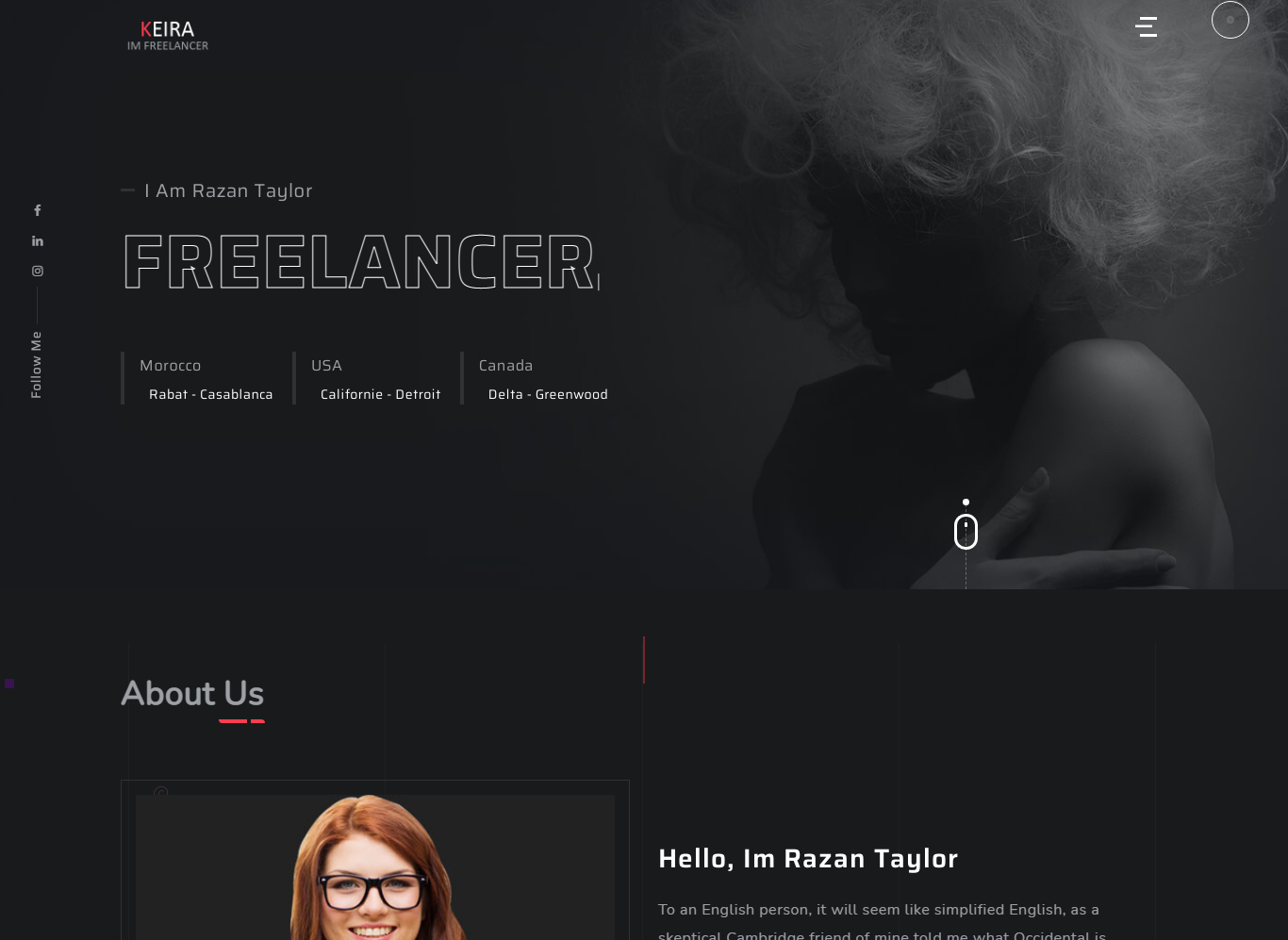 Keira - Személyes portfólió WordPress téma