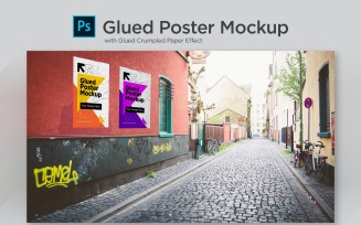 Poster Mockup with Crumpled Paper Product Mockup