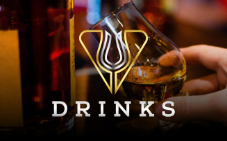 Juice Bar Drinks Glass Logo Design
