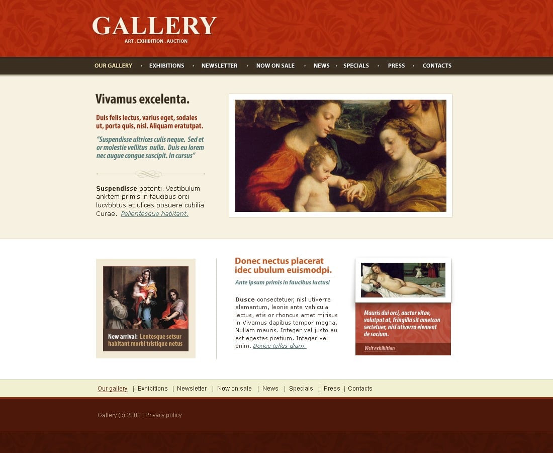 Art Gallery Website Template #17829