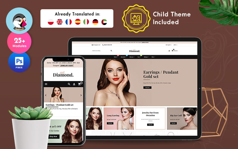 Diamant - Sieraden Imitatie Winkel Multifunctioneel PrestaShop-thema