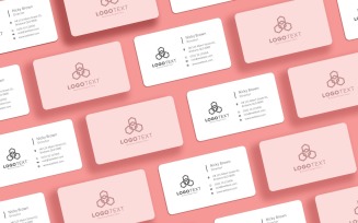 Collage of Realistic Business Card Mockup on Pink Background Product Mockup