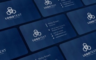 Dark Blue Business Card Mockup with Reflected Text Product Mockup