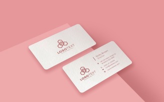 Realistic White Business Card Mockup on Pink Background Product Mockup