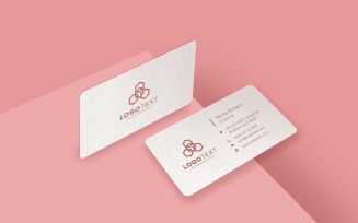 White Business Card Mockup on Pink Background Product Mockup