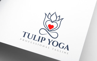 Creative Tulip Heart Yoga Spa Logo Design