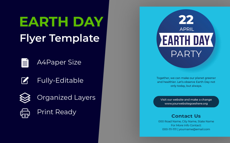 Cyan Earth Day Flyer Design Corporate identity template Corporate Identity
