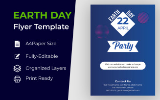 Earth Day Blue Globe Flyer Design Corporate identity template