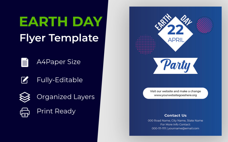 Earth Day Blue Globe Flyer Design Corporate identity template Corporate Identity