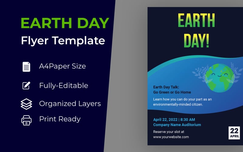 Earth Day Flat Flyer Design Corporate identity template Corporate Identity