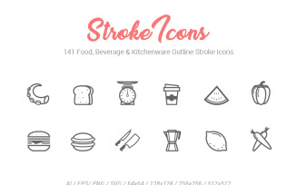 Food Drink Kitchen Line Stroke Iconset template