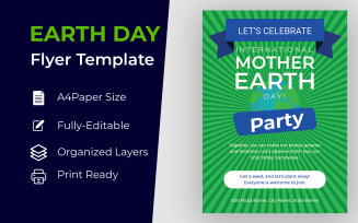 Happy Earth Day Green Flyer Design Corporate identity template
