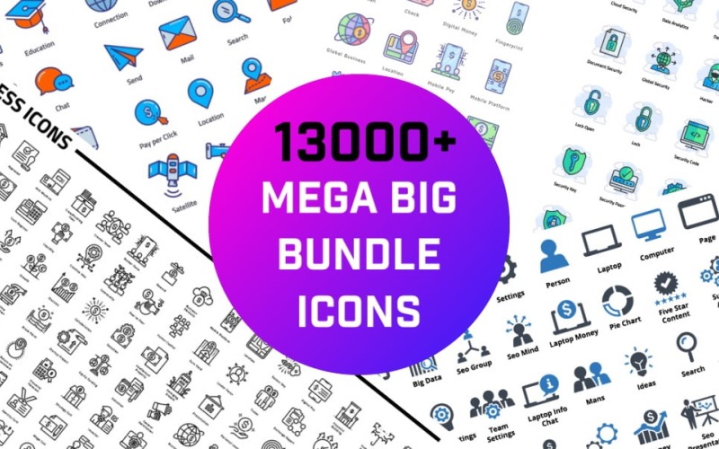 13000+ Mega Big Bundle Iconset template Icon Set