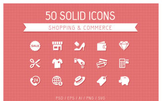 Shopping and Commerce Solid Iconset template