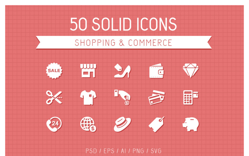 Shopping and Commerce Solid Iconset template Icon Set