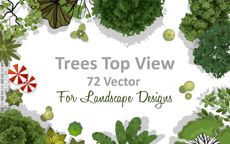 Vector Trees Top View Iconset template Icon Set