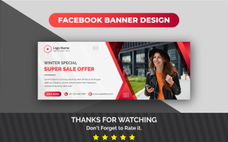 Awesome Modern Winter Super Sale Facebook Cover Social Media