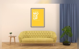 Fancy Comfortable Sofa Near Table In Living Room Product Mockup