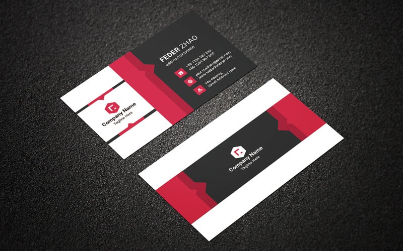 Black Red Company Business Card Cororate Identity Template Corporate Identity